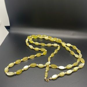 Vintage iridescent yellow Long Lush Necklace